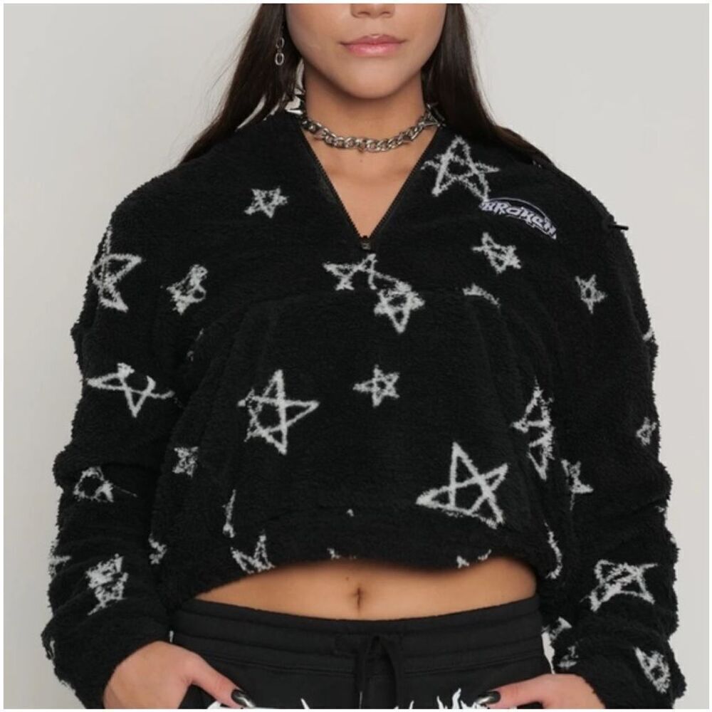 Womens xl broken promises chuck hooded pullover quarter zip fleece sweatshirt